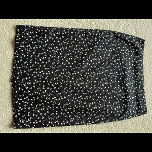 J Crew black pencil skirt with tiny white flowers